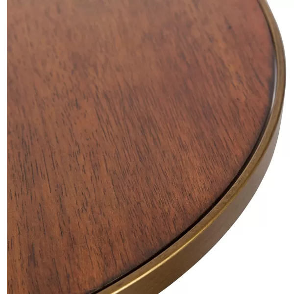 imageKate and Laurel Clegg Midcentury Modern 3Legged Round Wood and Metal Side Table Walnut Brown Finished Top with Burnished Gold Trim and Legs