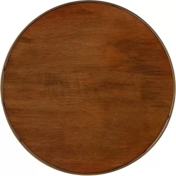 imageKate and Laurel Clegg Midcentury Modern 3Legged Round Wood and Metal Side Table Walnut Brown Finished Top with Burnished Gold Trim and Legs