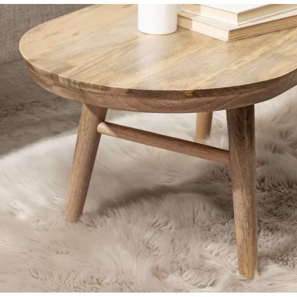 imageKate and Laurel Conan MidCentury Modern Oval Coffee Table with Solid Mango Wood Construction and Stylish Tapered Wooden Legs 38x20x17 Natural
