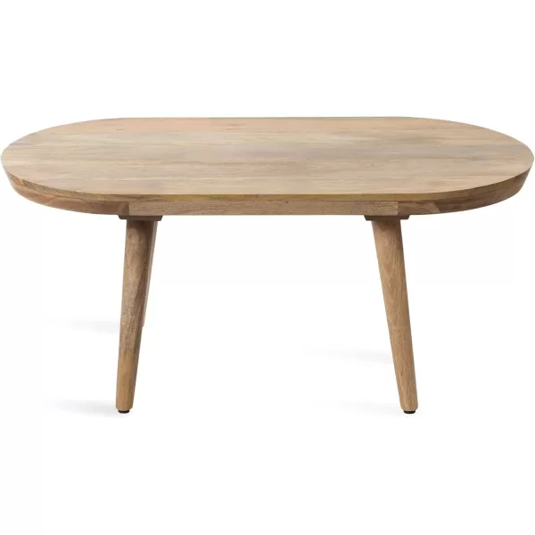 imageKate and Laurel Conan MidCentury Modern Oval Coffee Table with Solid Mango Wood Construction and Stylish Tapered Wooden Legs 38x20x17 Natural