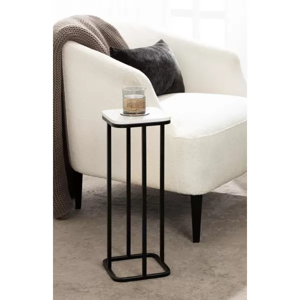 imageKate and Laurel Credele Modern Marble Square Drink Table with Metal Base for Living Room Decor 8x8x22 BlackWhiteBlackWhite