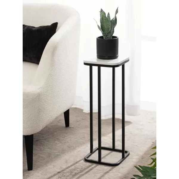 imageKate and Laurel Credele Modern Marble Square Drink Table with Metal Base for Living Room Decor 8x8x22 BlackWhiteBlackWhite
