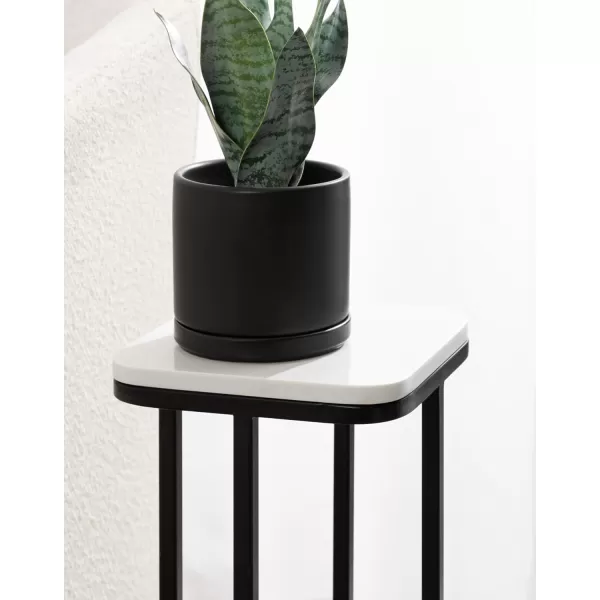 imageKate and Laurel Credele Modern Marble Square Drink Table with Metal Base for Living Room Decor 8x8x22 BlackWhiteBlackWhite