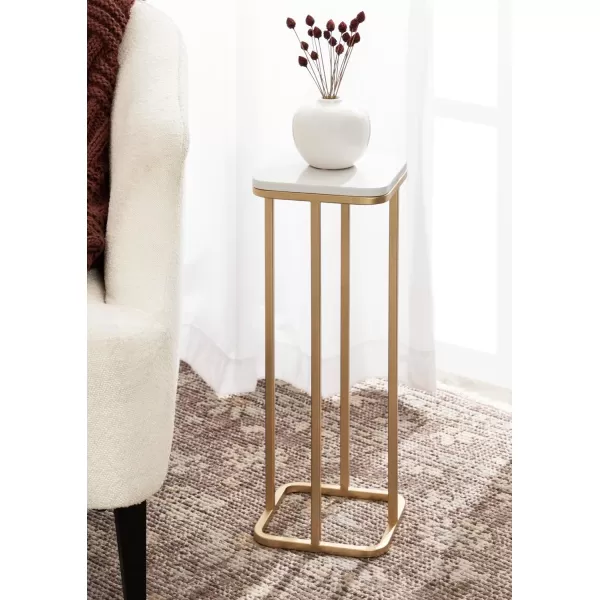imageKate and Laurel Credele Modern Marble Square Drink Table with Metal Base for Living Room Decor 8x8x22 BlackWhiteWhiteGold