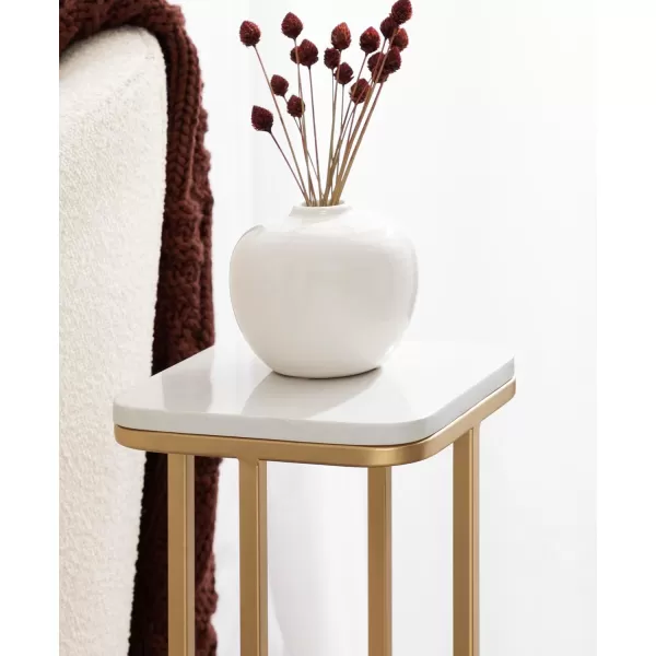 imageKate and Laurel Credele Modern Marble Square Drink Table with Metal Base for Living Room Decor 8x8x22 BlackWhiteWhiteGold