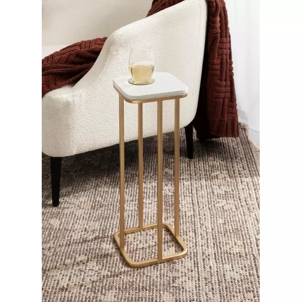 imageKate and Laurel Credele Modern Marble Square Drink Table with Metal Base for Living Room Decor 8x8x22 BlackWhiteWhiteGold