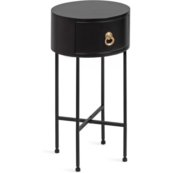 imageKate and Laurel Decklyn Modern Glam Metal and Wood Side Table with Useful Storage Drawer 14x14x24 Black
