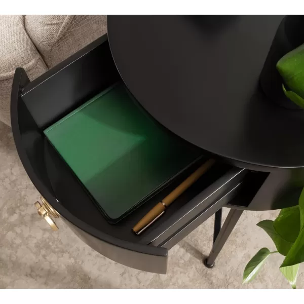 imageKate and Laurel Decklyn Modern Glam Metal and Wood Side Table with Useful Storage Drawer 14x14x24 Black