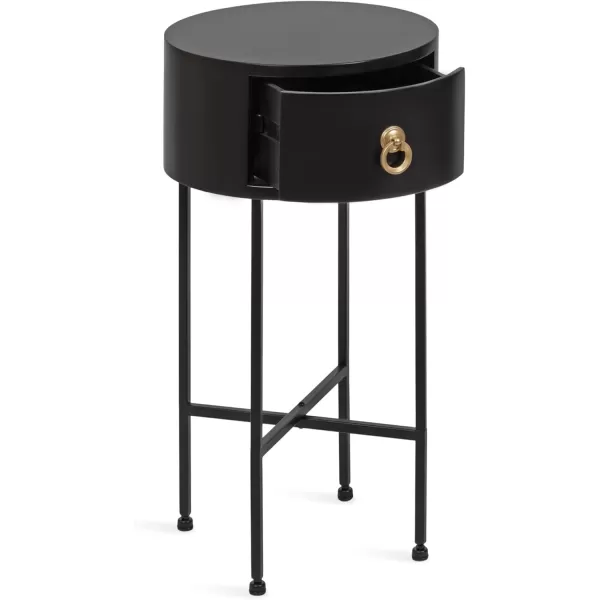 imageKate and Laurel Decklyn Modern Glam Metal and Wood Side Table with Useful Storage Drawer 14x14x24 Black