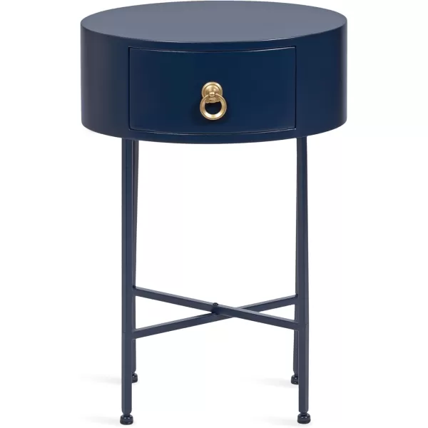 imageKate and Laurel Decklyn Modern Glam Metal and Wood Side Table with Useful Storage Drawer 16x12x24 Navy Blue