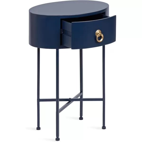 imageKate and Laurel Decklyn Modern Glam Metal and Wood Side Table with Useful Storage Drawer 16x12x24 Navy Blue