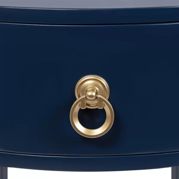 imageKate and Laurel Decklyn Modern Glam Metal and Wood Side Table with Useful Storage Drawer 16x12x24 Navy Blue
