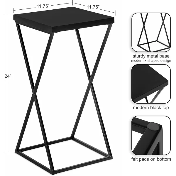 imageKate and Laurel Elix Modern Farmhouse Wood and Metal Accent Drink Table for Display and Home Decor 12x12x24 BlackBlack