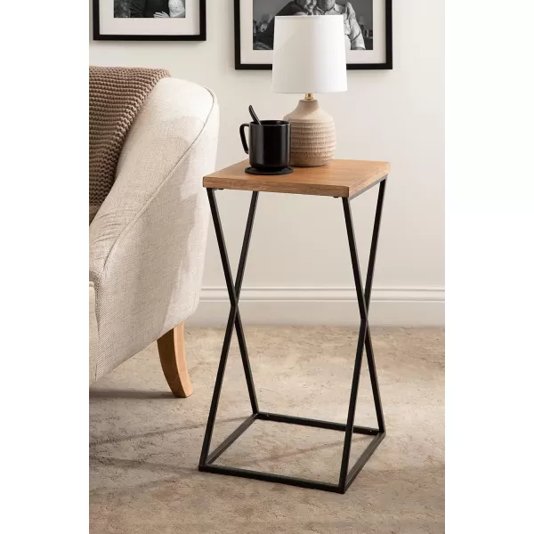 imageKate and Laurel Elix Modern Farmhouse Wood and Metal Accent Drink Table for Display and Home Decor 12x12x24 BlackRustic BrownBlack