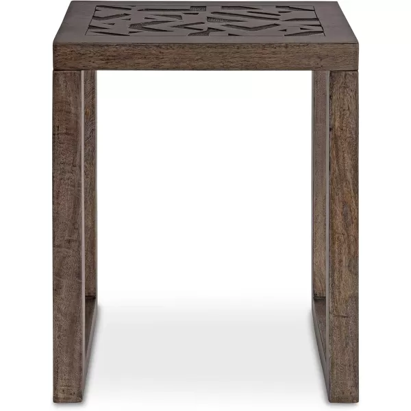 imageKate and Laurel Elyria Bohemian Engraved Side Table 20 x 14 x 26 Gray Modern Side Table for Storage and DisplayEngraved Gray