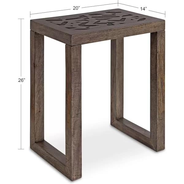 imageKate and Laurel Elyria Bohemian Engraved Side Table 20 x 14 x 26 Gray Modern Side Table for Storage and DisplayEngraved Gray