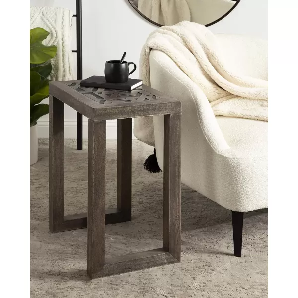 imageKate and Laurel Elyria Bohemian Engraved Side Table 20 x 14 x 26 Gray Modern Side Table for Storage and DisplayEngraved Gray