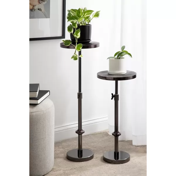 imageKate and Laurel Engles Traditional AdjustableHeight Pedestal Drink Table 10 x 10 x 30 Antique Brass Vintage Round Indoor Metal Plant Stand with Embossed Sunburst PatternPewter