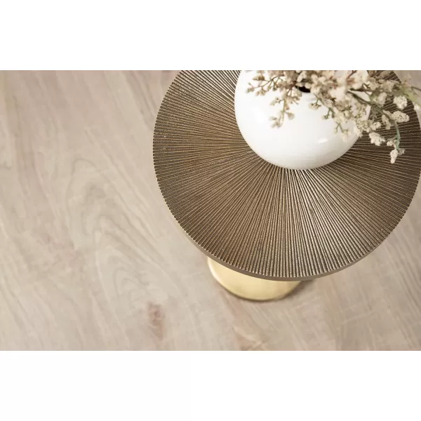 imageKate and Laurel Engles Traditional AdjustableHeight Pedestal Drink Table 10 x 10 x 30 Antique Brass Vintage Round Indoor Metal Plant Stand with Embossed Sunburst PatternGold