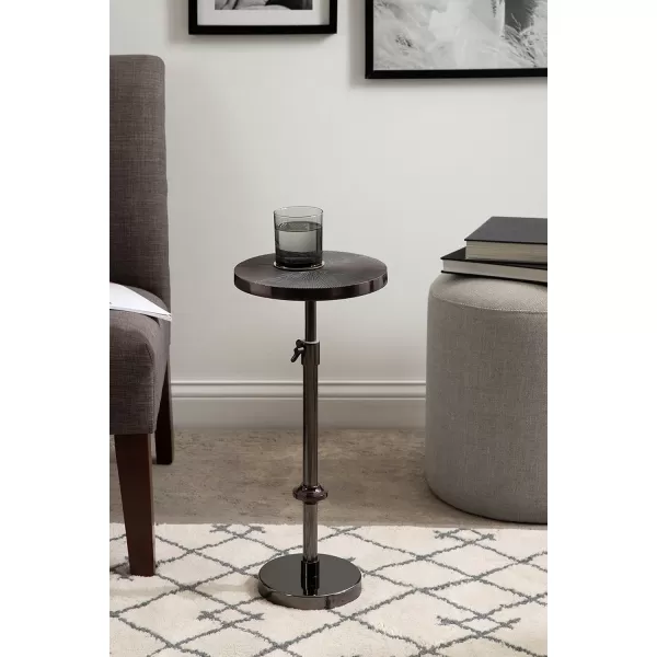 imageKate and Laurel Engles Traditional AdjustableHeight Pedestal Drink Table 10 x 10 x 30 Antique Brass Vintage Round Indoor Metal Plant Stand with Embossed Sunburst PatternPewter