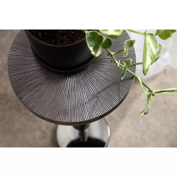 imageKate and Laurel Engles Traditional AdjustableHeight Pedestal Drink Table 10 x 10 x 30 Antique Brass Vintage Round Indoor Metal Plant Stand with Embossed Sunburst PatternPewter