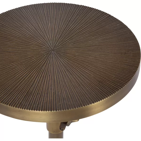 imageKate and Laurel Engles Traditional AdjustableHeight Pedestal Drink Table 10 x 10 x 30 Antique Brass Vintage Round Indoor Metal Plant Stand with Embossed Sunburst PatternGold