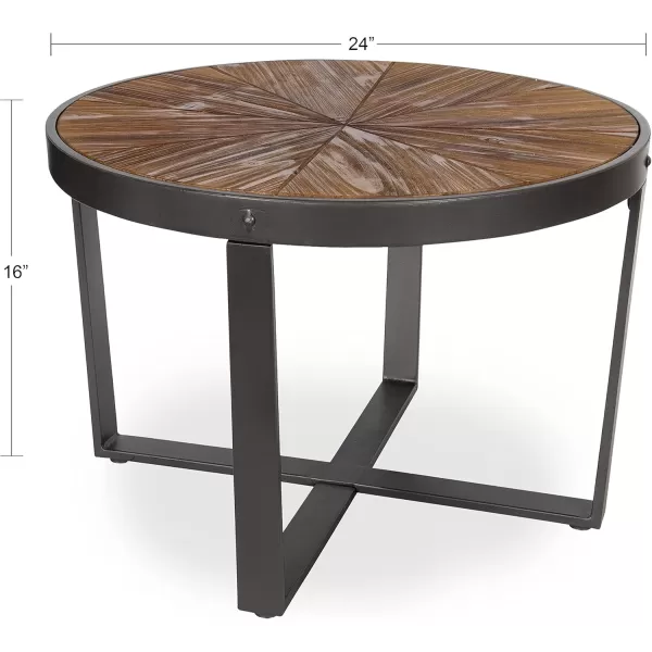 imageKate and Laurel Farmhouse Gerhardt Round Wood and Metal Coffee Table 24 x 24 x 155 Rustic Brown and Charcoal Dark Gray Modern Living Room Table for Storage and Display