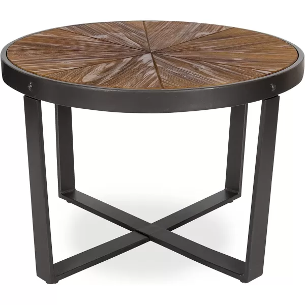 imageKate and Laurel Farmhouse Gerhardt Round Wood and Metal Coffee Table 24 x 24 x 155 Rustic Brown and Charcoal Dark Gray Modern Living Room Table for Storage and Display
