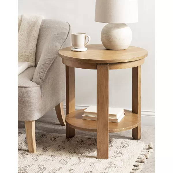 imageKate and Laurel Foxford Tiered Round Side Table 22 x 22 x 24 Natural Brown Transitional TwoTier Circle Nightstand Table with Storage and Resilient Wood Construction for Bedroom DecorNatural