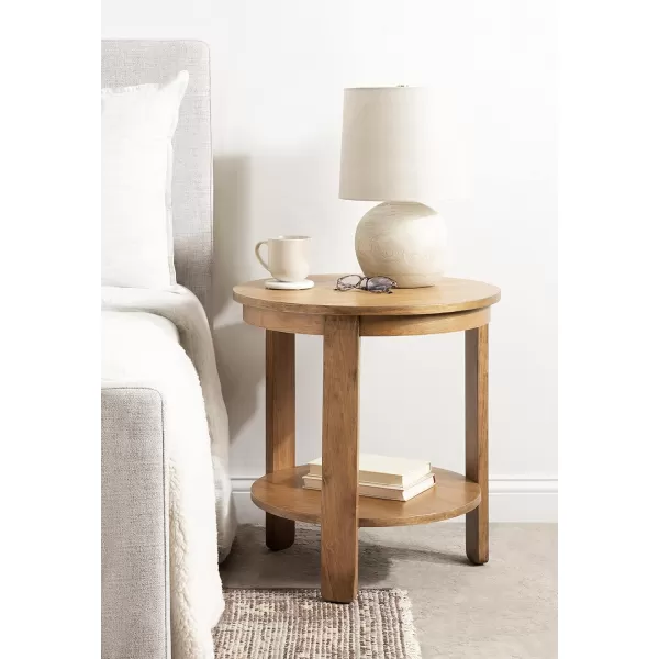 imageKate and Laurel Foxford Tiered Round Side Table 22 x 22 x 24 Natural Brown Transitional TwoTier Circle Nightstand Table with Storage and Resilient Wood Construction for Bedroom DecorNatural