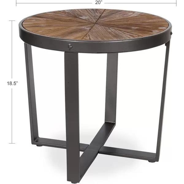 imageKate and Laurel Gerhardt Farmhouse Round Wood and Metal Side Table 20 x 20 x 185 Rustic Brown and Dark Gray Charcoal Modern End Table for Storage and DisplayRustic BrownBlack