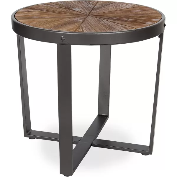 imageKate and Laurel Gerhardt Farmhouse Round Wood and Metal Side Table 20 x 20 x 185 Rustic Brown and Dark Gray Charcoal Modern End Table for Storage and DisplayRustic BrownBlack