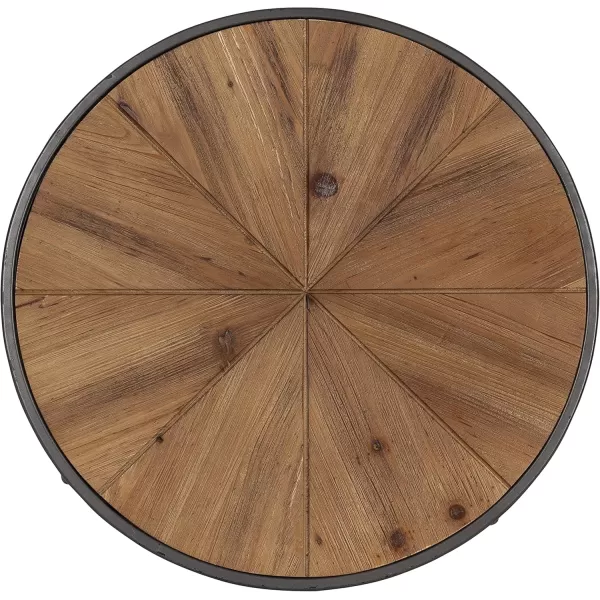 imageKate and Laurel Gerhardt Farmhouse Round Wood and Metal Side Table 20 x 20 x 185 Rustic Brown and Dark Gray Charcoal Modern End Table for Storage and DisplayRustic BrownBlack