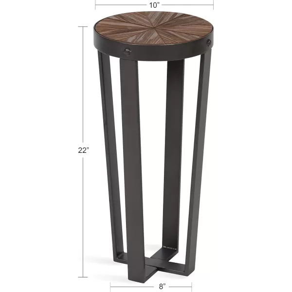 imageKate and Laurel Gerhardt Farmhouse Round Wood and Metal Side Table 20 x 20 x 185 Rustic Brown and Dark Gray Charcoal Modern End Table for Storage and DisplayRustic BrownBlack
