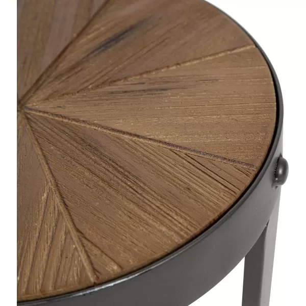imageKate and Laurel Gerhardt Farmhouse Round Wood and Metal Side Table 20 x 20 x 185 Rustic Brown and Dark Gray Charcoal Modern End Table for Storage and DisplayRustic BrownBlack