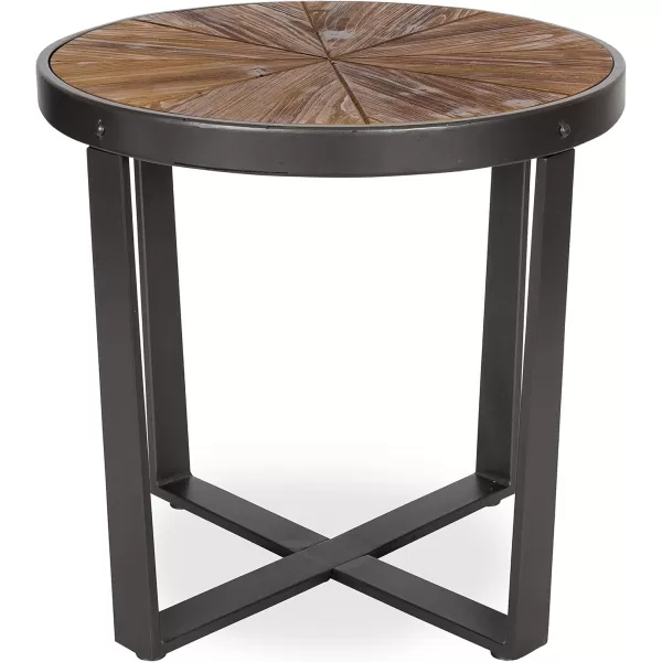 imageKate and Laurel Gerhardt Farmhouse Round Wood and Metal Side Table 20 x 20 x 185 Rustic Brown and Dark Gray Charcoal Modern End Table for Storage and DisplayRustic BrownBlack