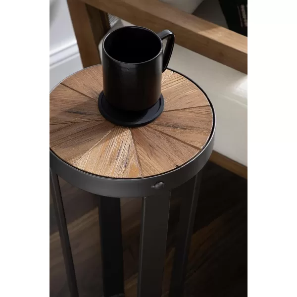 imageKate and Laurel Gerhardt Farmhouse Round Wood and Metal Side Table 20 x 20 x 185 Rustic Brown and Dark Gray Charcoal Modern End Table for Storage and DisplayRustic BrownBlack