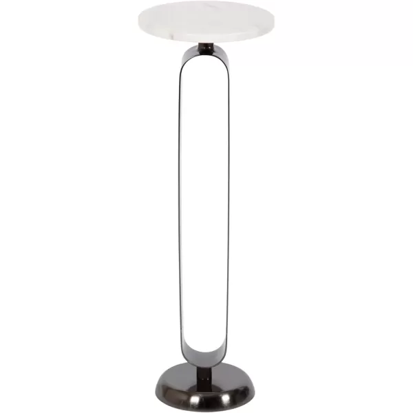 imageKate and Laurel Helio Modern Round Drink Table 8 x 8 x 24 White and Gray Gunmetal Natural Marble Cocktail Table for Small Spaces and Use as Small Plant Stand or Nightstand