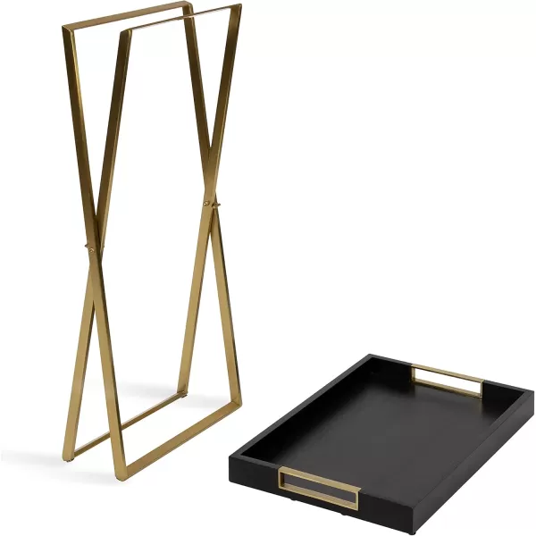 imageKate and Laurel Heller Wood and Metal Tray Table 24x16x30 BlackGoldBlackGold