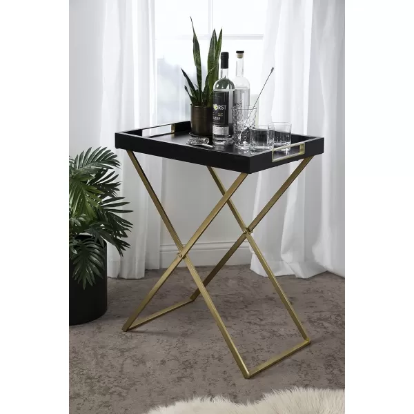 imageKate and Laurel Heller Wood and Metal Tray Table 24x16x30 BlackGoldBlackGold