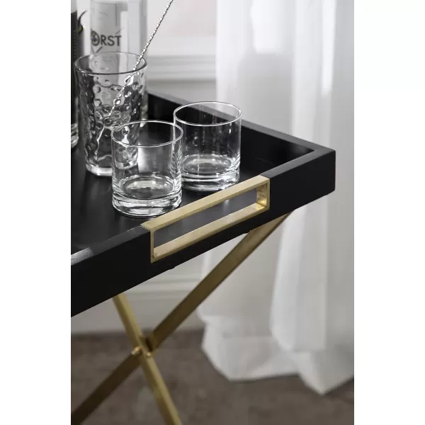 imageKate and Laurel Heller Wood and Metal Tray Table 24x16x30 BlackGoldBlackGold