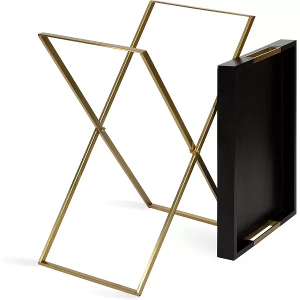 imageKate and Laurel Heller Wood and Metal Tray Table 24x16x30 BlackGoldBlackGold