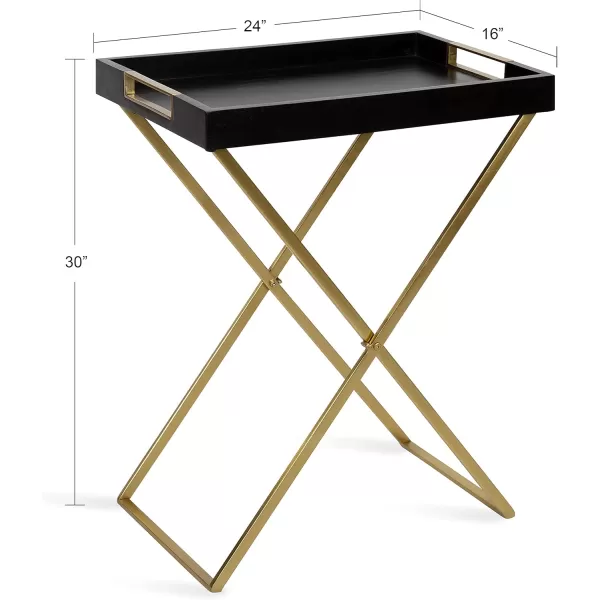 imageKate and Laurel Heller Wood and Metal Tray Table 24x16x30 BlackGoldBlackGold