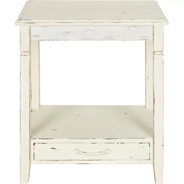 imageKate and Laurel Idabelle Wood Side Table with Drawer Cream