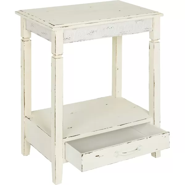 imageKate and Laurel Idabelle Wood Side Table with Drawer Cream
