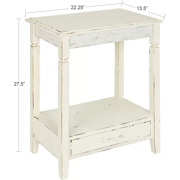 imageKate and Laurel Idabelle Wood Side Table with Drawer Cream