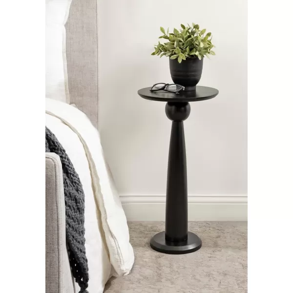 imageKate and Laurel Jakob Traditional Wooden Round Side Use as Drink Table or Indoor Plant Stand 12x12x24 Black