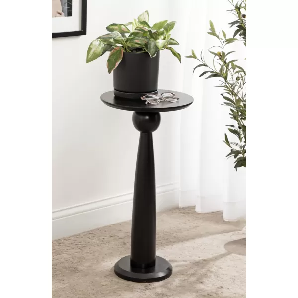 imageKate and Laurel Jakob Traditional Wooden Round Side Use as Drink Table or Indoor Plant Stand 12x12x24 Black