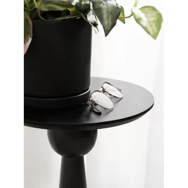 imageKate and Laurel Jakob Traditional Wooden Round Side Use as Drink Table or Indoor Plant Stand 12x12x24 Black