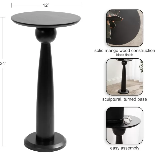imageKate and Laurel Jakob Traditional Wooden Round Side Use as Drink Table or Indoor Plant Stand 12x12x24 Black